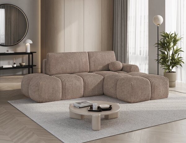 Designová rohová sedací souprava NIMUE - tmavě béžová, pravý roh