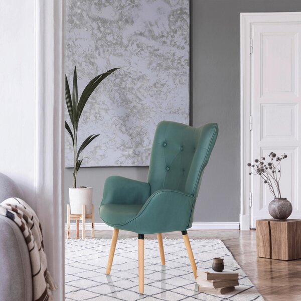 KŘESLO UŠÁK, textil, mátově zelená MID.YOU - Křesla ušáky, Online Only