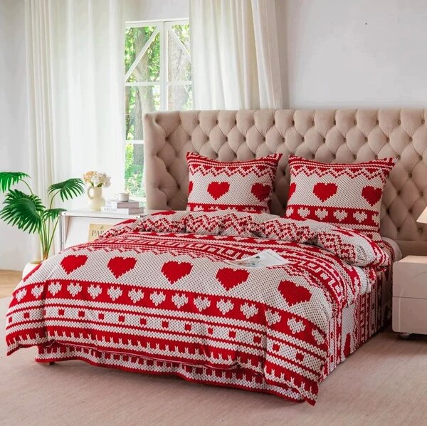 Povlečení z mikrovlákna NORDLOVE červeno-bílé Rozměr povlečení: 70 x 80 cm | 140 x 200 cm