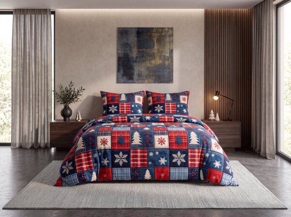 Povlečení z mikrovlákna NORDPATCH modro-červené Rozměr povlečení: 70 x 80 cm | 140 x 200 cm