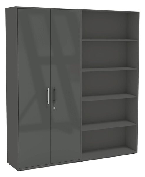 SKŘÍŇ NA ŠANONY, antracitová, vysoce lesklá antracitová, 168,8/185,6/33 cm MID.YOU - Online Only kancelářský nábytek, Online Only