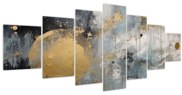 Obraz - Abstrakce se zlatou koulí (210x100 cm)