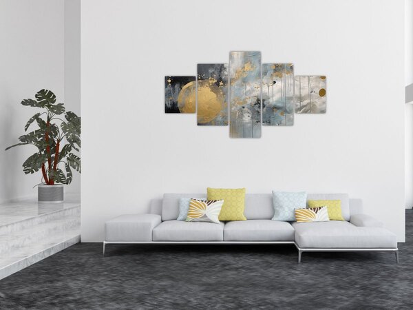 Obraz - Abstrakce se zlatou koulí (125x70 cm)
