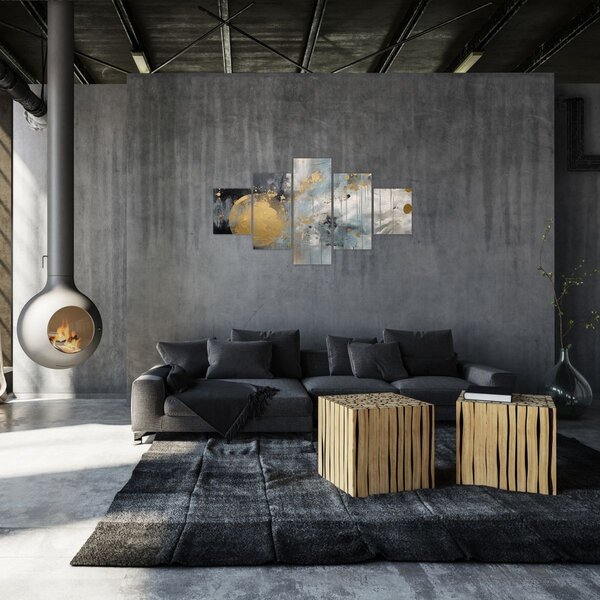 Obraz - Abstrakce se zlatou koulí (125x70 cm)