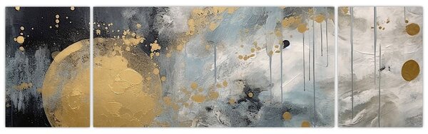 Obraz - Abstrakce se zlatou koulí (170x50 cm)