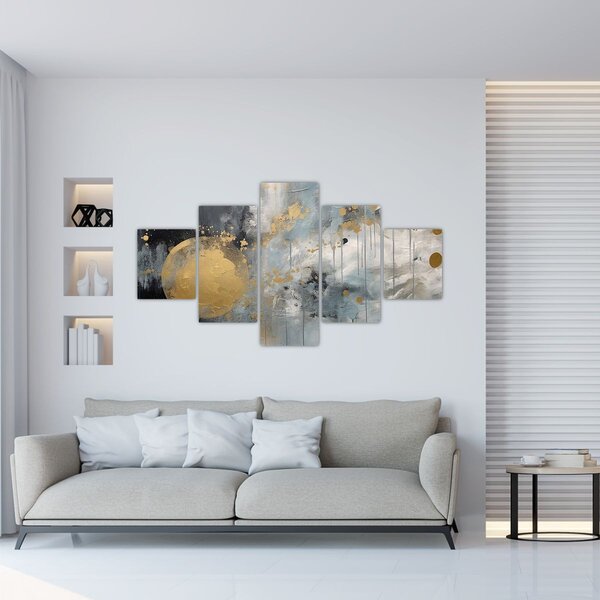 Obraz - Abstrakce se zlatou koulí (125x70 cm)