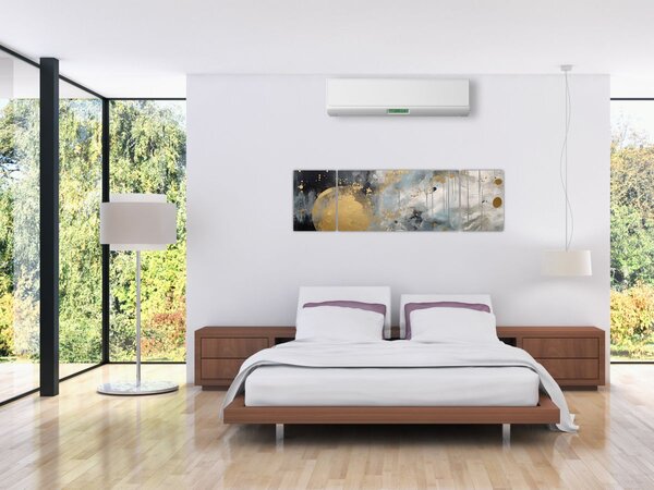 Obraz - Abstrakce se zlatou koulí (170x50 cm)