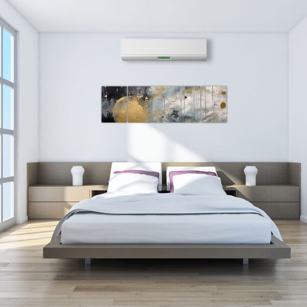 Obraz - Abstrakce se zlatou koulí (170x50 cm)