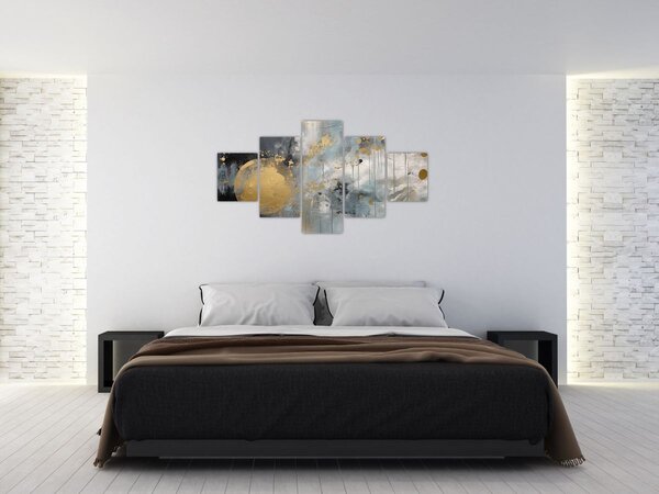 Obraz - Abstrakce se zlatou koulí (125x70 cm)