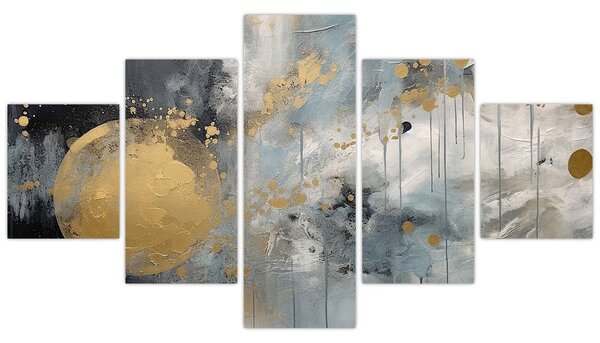 Obraz - Abstrakce se zlatou koulí (125x70 cm)
