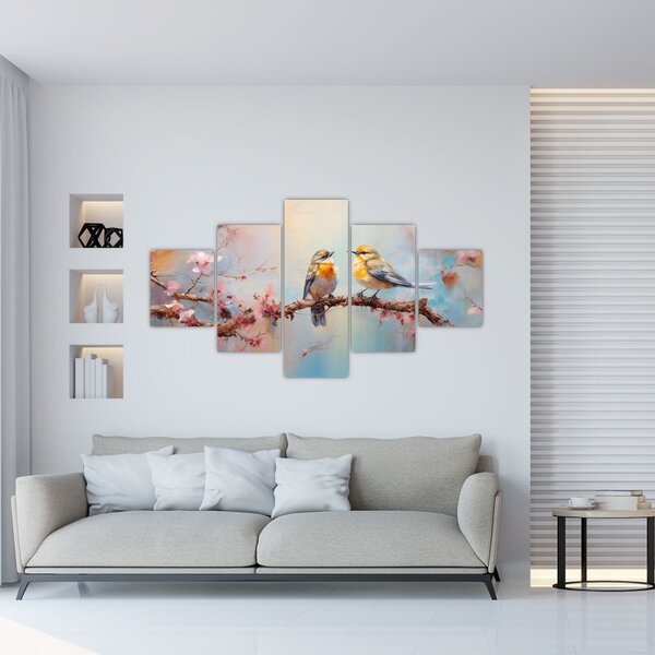 Obraz - Zamilovaní ptáčci (125x70 cm)