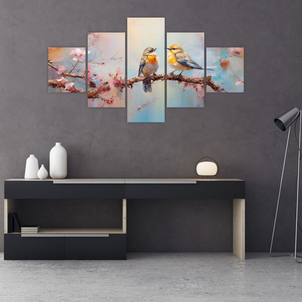 Obraz - Zamilovaní ptáčci (125x70 cm)