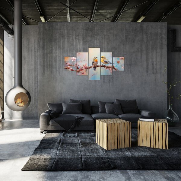 Obraz - Zamilovaní ptáčci (125x70 cm)