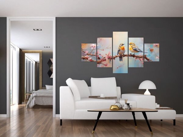 Obraz - Zamilovaní ptáčci (125x70 cm)