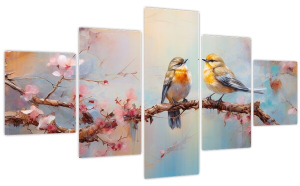 Obraz - Zamilovaní ptáčci (125x70 cm)