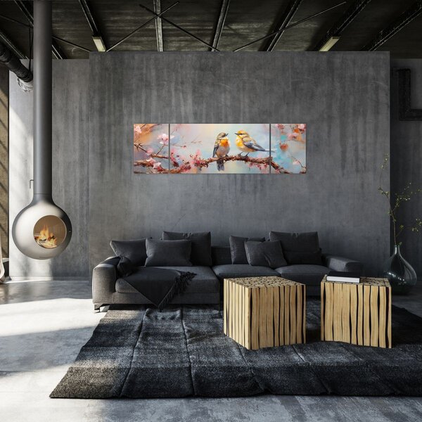 Obraz - Zamilovaní ptáčci (170x50 cm)
