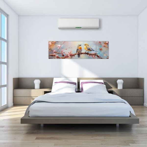 Obraz - Zamilovaní ptáčci (170x50 cm)