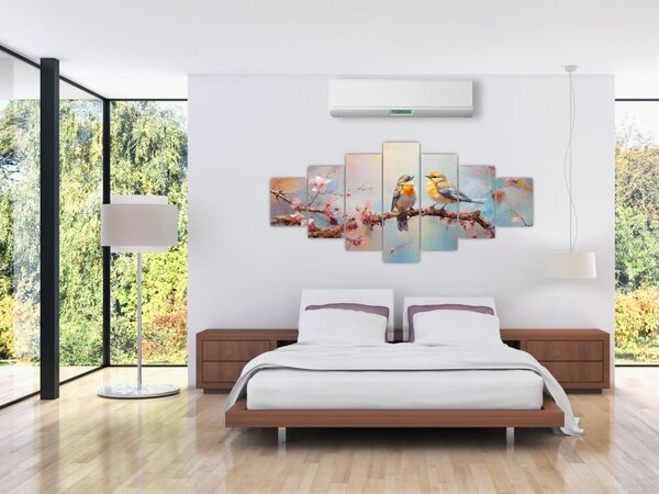 Obraz - Zamilovaní ptáčci (210x100 cm)