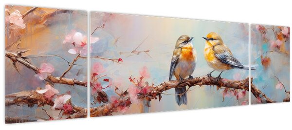 Obraz - Zamilovaní ptáčci (170x50 cm)