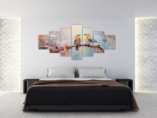 Obraz - Zamilovaní ptáčci (210x100 cm)