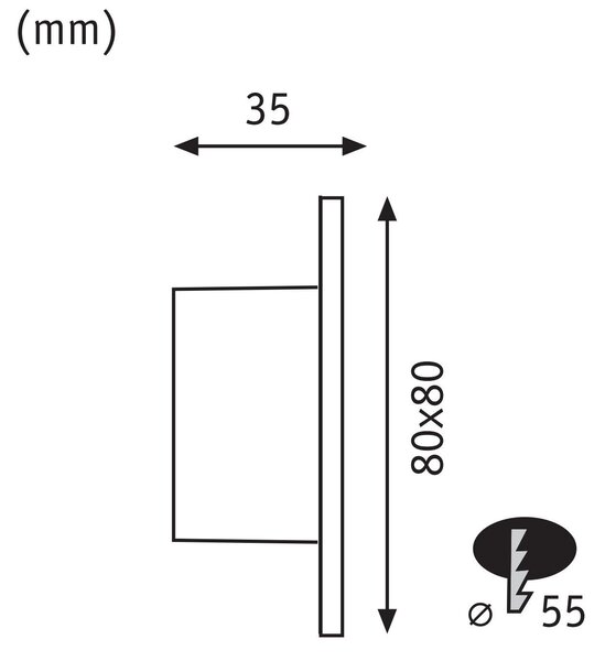 P 80001 LED vestavné svítidlo do zdi Tsaro hranaté 80x36mm 1W 230V 2700K černá mat - PAULMANN