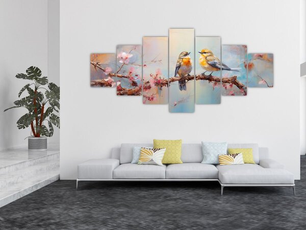 Obraz - Zamilovaní ptáčci (210x100 cm)