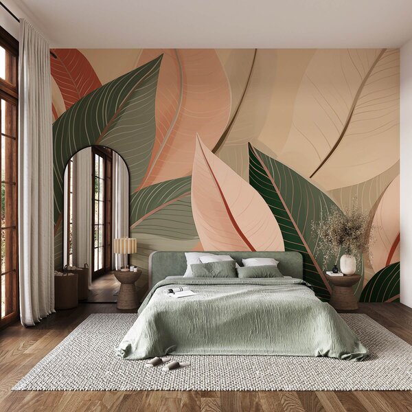 Fototapeta Přírodní odstíny vrstvených listů, Přírodní fototapety, Populární fototapety, w08944 - Tapeko.co.cz