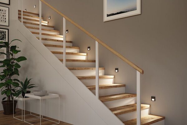 P 80001 LED vestavné svítidlo do zdi Tsaro hranaté 80x36mm 1W 230V 2700K černá mat - PAULMANN