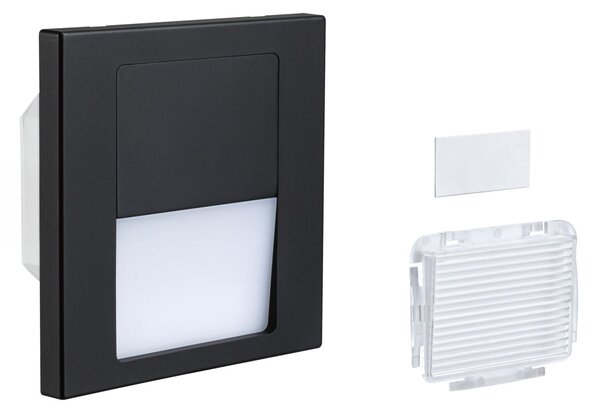 P 80001 LED vestavné svítidlo do zdi Tsaro hranaté 80x36mm 1W 230V 2700K černá mat - PAULMANN