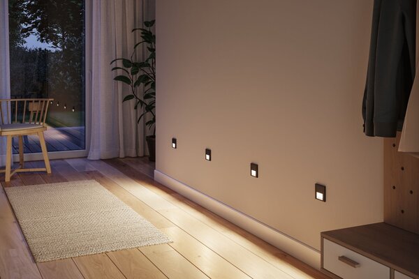 P 80001 LED vestavné svítidlo do zdi Tsaro hranaté 80x36mm 1W 230V 2700K černá mat - PAULMANN
