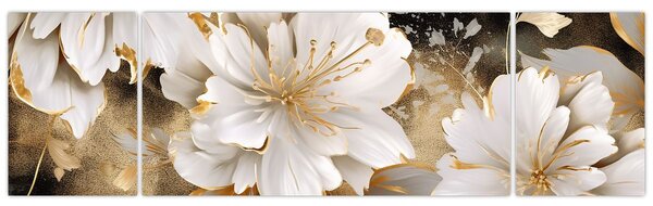 Obraz - Květiny ve zlatě (170x50 cm)