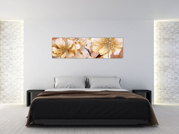 Obraz - Zlaté květiny (170x50 cm)