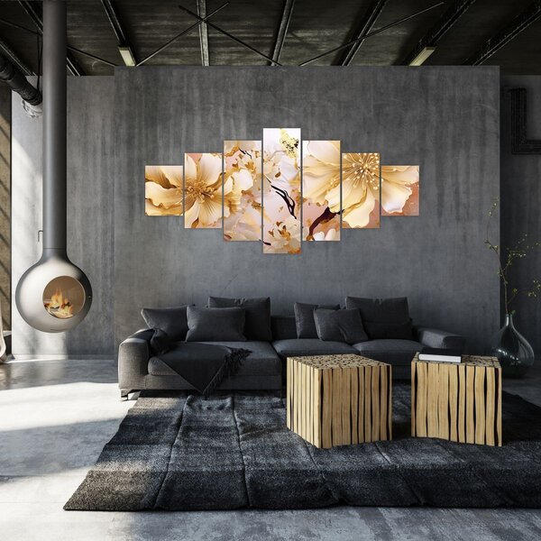 Obraz - Zlaté květiny (210x100 cm)