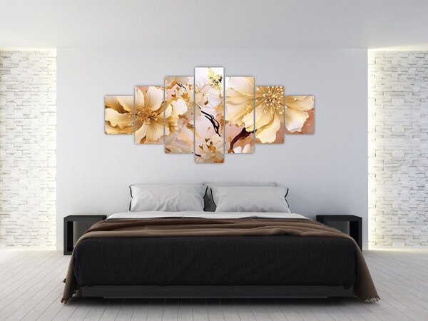 Obraz - Zlaté květiny (210x100 cm)