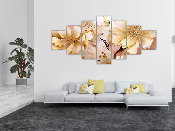 Obraz - Zlaté květiny (210x100 cm)