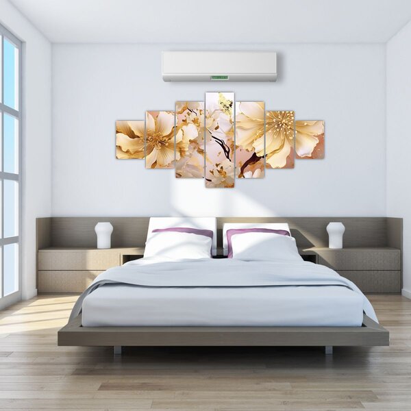 Obraz - Zlaté květiny (210x100 cm)