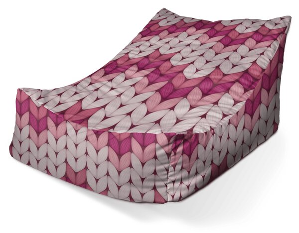 Sablio Sedací vak Lounge Tříbarevné růžové pletení - 80 x 95 x 50 cm