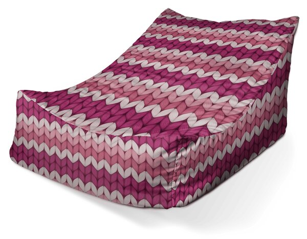 Sablio Sedací vak Lounge Střídajíci růžové pletení - 80 x 95 x 50 cm