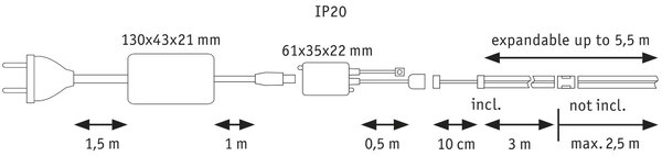 P 71198 MaxLED 500 LED Strip RGBW základní sada 3m 18W 530lm/m 896 LEDs/m RGBW+ 36VA - PAULMANN