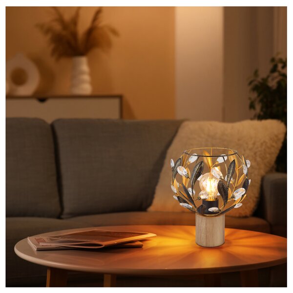 Stolní lampa MIKA černá/zlatá/přírodní