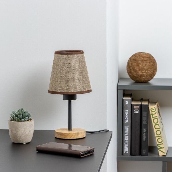 Brilagi - Stolní lampa NUBILA WOOD 1xE27/25W/230V dub/hnědá