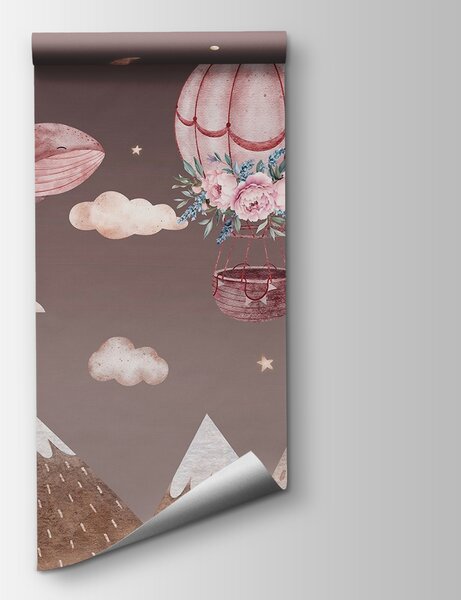 Fototapeta Velryba a horkovzdušný balón na obloze, Fototapety s balónky, Populární fototapety, w03673v1 - Tapeko.co.cz