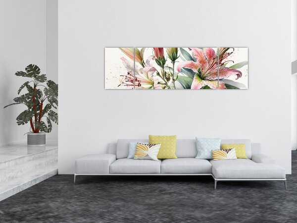 Obraz - Lilie, ilustrace (170x50 cm)
