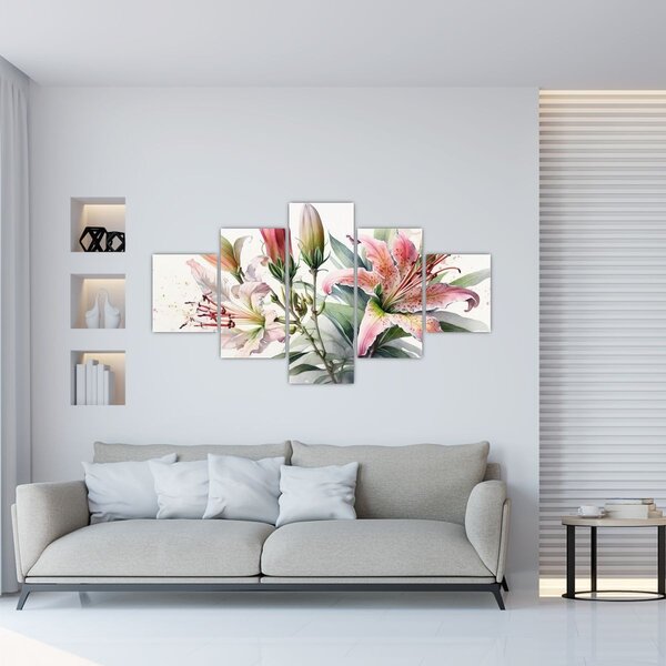 Obraz - Lilie, ilustrace (125x70 cm)