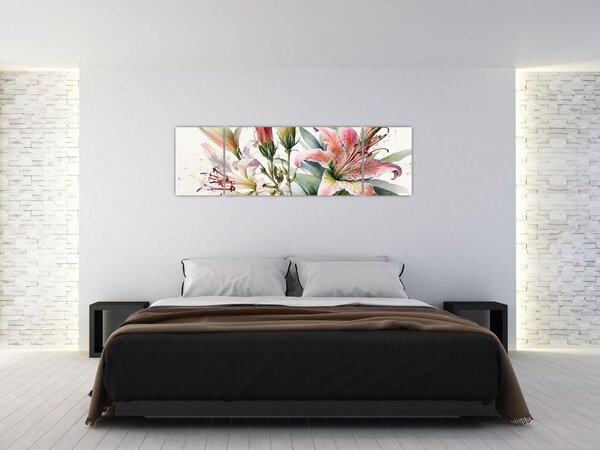 Obraz - Lilie, ilustrace (170x50 cm)