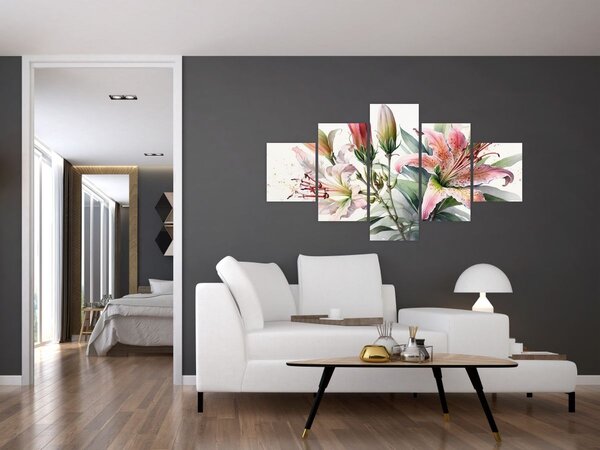Obraz - Lilie, ilustrace (125x70 cm)
