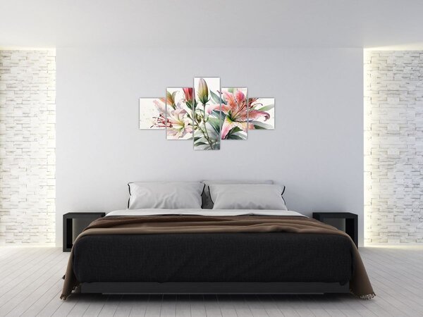 Obraz - Lilie, ilustrace (125x70 cm)