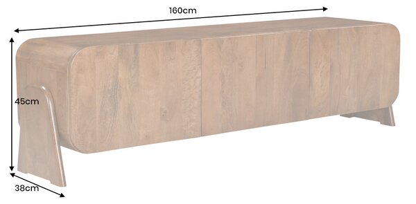 Televizní stolek BRASIL 160 CM hnědá masiv mango Nábytek | Obývací pokoj | Televizní stolky