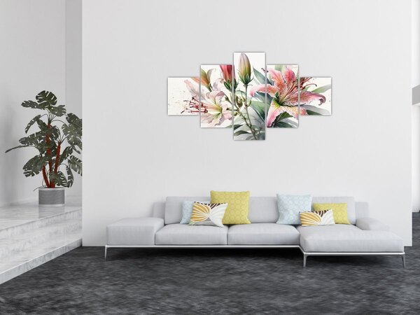 Obraz - Lilie, ilustrace (125x70 cm)