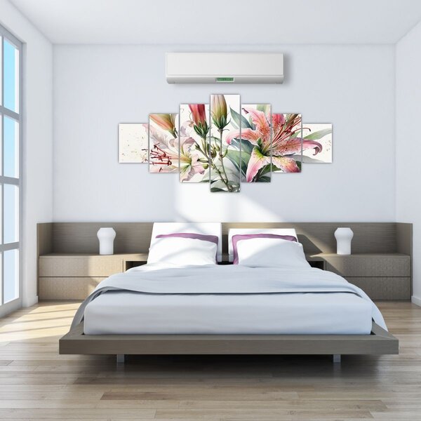 Obraz - Lilie, ilustrace (210x100 cm)